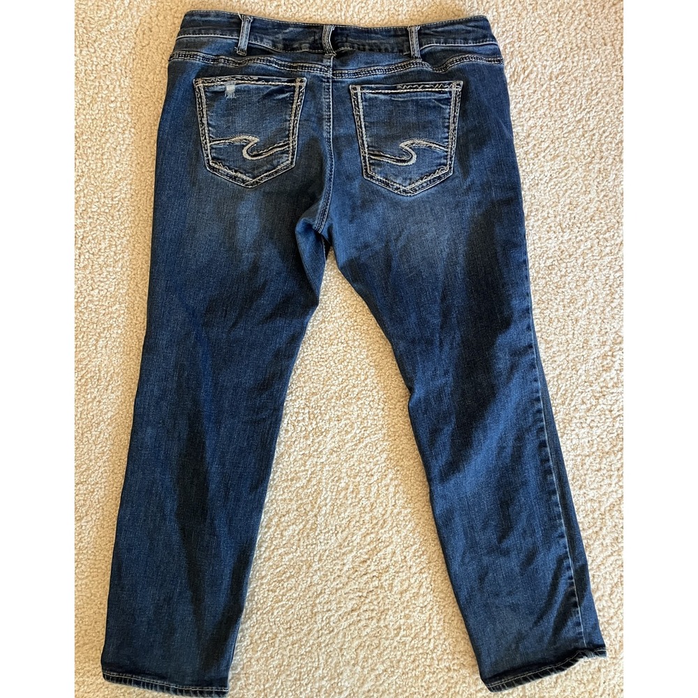 Silver Jeans BRITT Straight Low Rise Curvy Blue Stretch Denim Pants Women 36/29